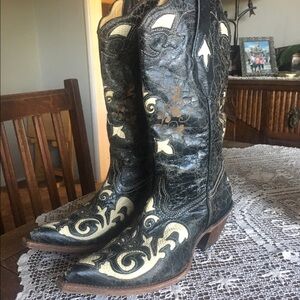 Corral Black and Cream Heeled Boots